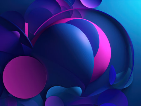 Composition with abstract geometric shapes blue and purple circles with shadows and highlights Modern blue background created with Generative AI technologyの素材
