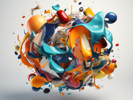 Composition with abstract geometric shapes and primitives Modern Art Wallpaper created with Generative AI technologyの素材
