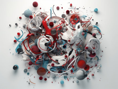Composition with abstract geometric shapes and primitives Modern Art Wallpaper created with Generative AI technologyの素材