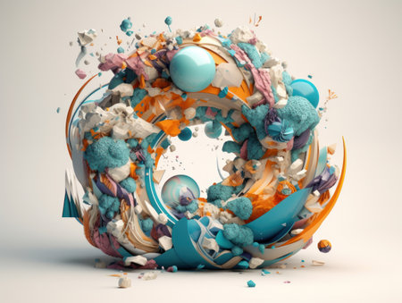 Composition with abstract geometric shapes and primitives Modern Art Wallpaper created with Generative AI technologyの素材