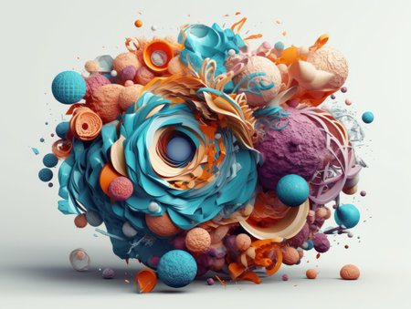 Composition with abstract geometric shapes and primitives Modern Art Wallpaper created with Generative AI technologyの素材