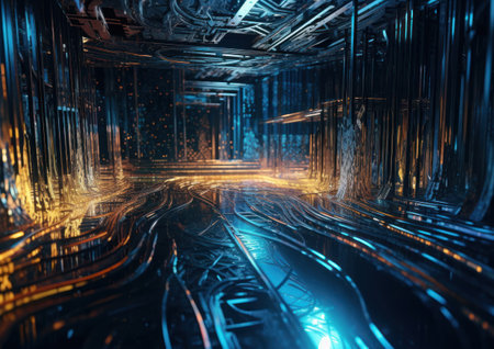 Big data visualization cyberspace Data flow created with Generative AI technologyの素材