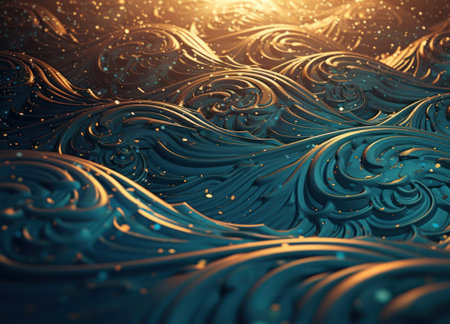Asian line wave pattern created with Generative AI technologyの素材