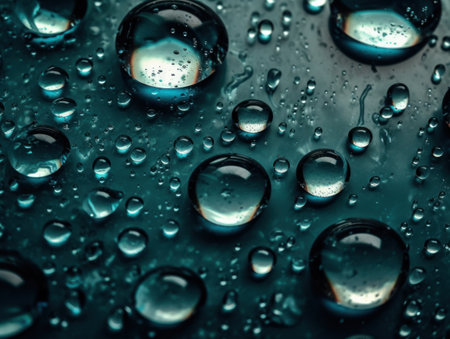 Water drops background created with Generative AI technology.の素材