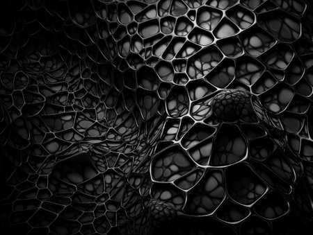 Dark black abstract background An abstract image featuring organic shapes and lines that intersect and overlap created with Generative AI technologyの素材