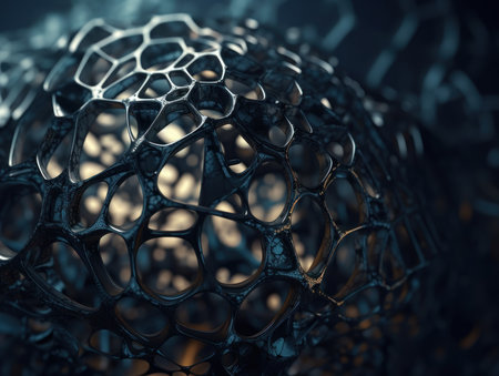 Dark black abstract background An abstract image featuring organic shapes and lines that intersect and overlap created with Generative AI technologyの素材
