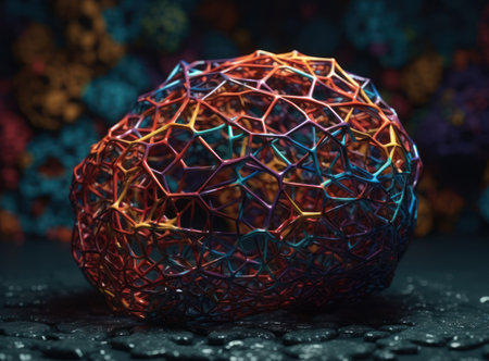 Colorful abstract background An abstract image featuring organic shapes and lines that intersect and overlap created with Generative AI technologyの素材