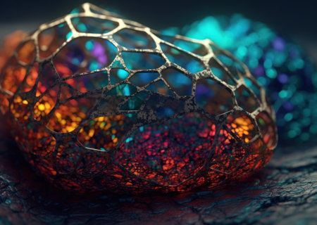 Colorful abstract background An abstract image featuring organic shapes and lines that intersect and overlap created with Generative AI technologyの素材
