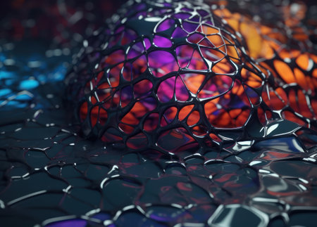 Colorful abstract background An abstract image featuring organic shapes and lines that intersect and overlap created with Generative AI technologyの素材