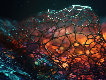 Colorful abstract background An abstract image featuring organic shapes and lines that intersect and overlap created with Generative AI technologyの素材