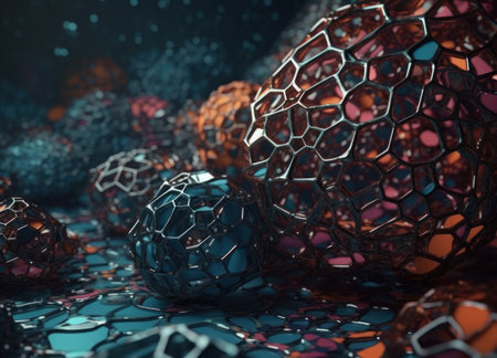 Colorful abstract background An abstract image featuring organic shapes and lines that intersect and overlap created with Generative AI technologyの素材