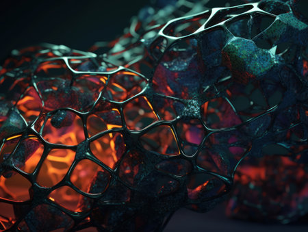 Colorful abstract background An abstract image featuring organic shapes and lines that intersect and overlap created with Generative AI technologyの素材