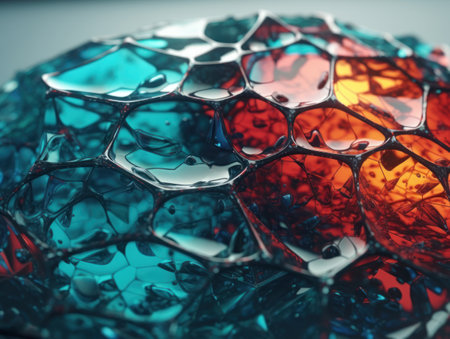 Colorful glass abstract background An abstract image featuring organic shapes and lines that intersect and overlap created with Generative AI technologyの素材