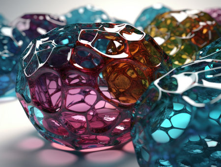 Colorful glass abstract background An abstract image featuring organic shapes and lines that intersect and overlap created with Generative AI technologyの素材