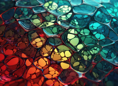 Colorful glass abstract background An abstract image featuring organic shapes and lines that intersect and overlap created with Generative AI technologyの素材
