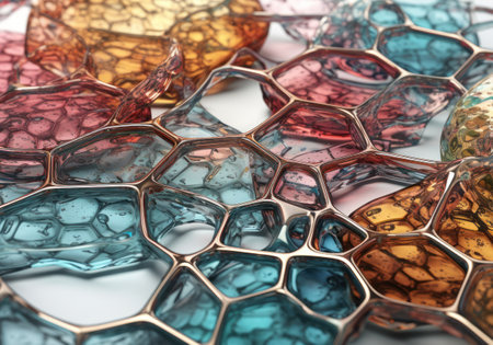 Colorful glass abstract background An abstract image featuring organic shapes and lines that intersect and overlap created with Generative AI technologyの素材