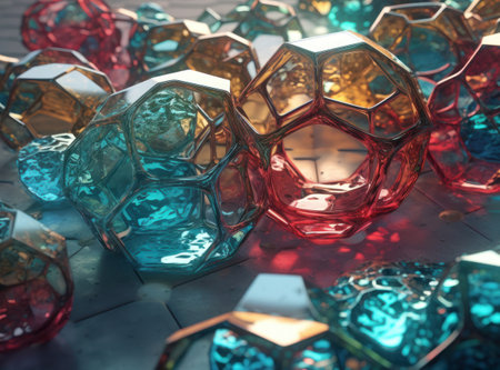 Colorful glass abstract background An abstract image featuring organic shapes and lines that intersect and overlap created with Generative AI technologyの素材