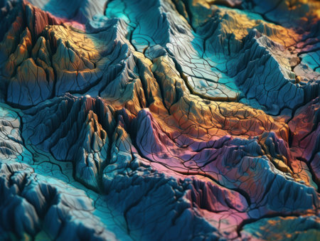 Colorful paper cut terrain background created with Generative AI technologyの素材