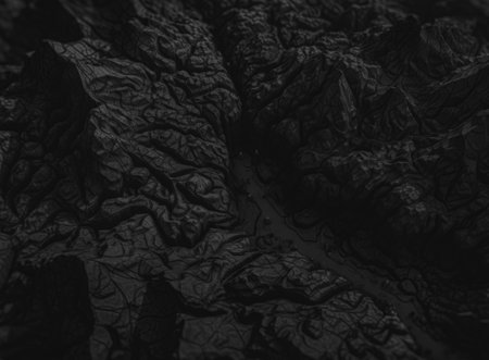 Black and white paper cut terrain background created with Generative AI technologyの素材