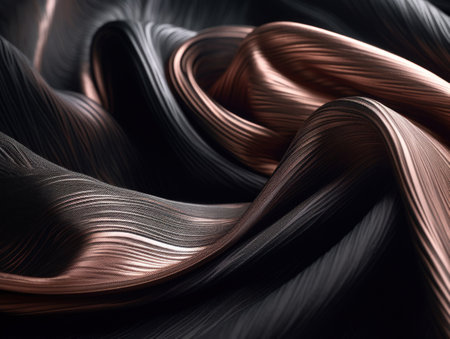 Black and rose gold abstract background luxury cloth elegant fabric for background created with Generative AI technologyの素材