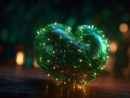 Green heart that represents environmental protection created with Generative AI technologyの素材