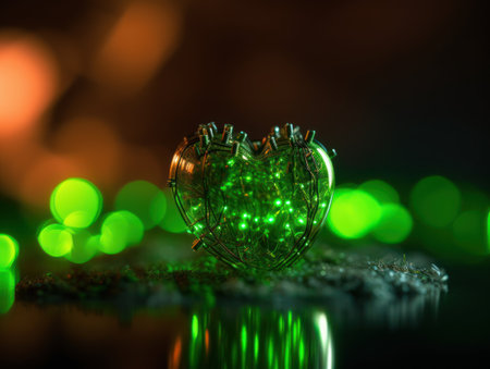 Green heart that represents environmental protection created with Generative AI technologyの素材