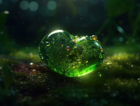 Green heart that represents environmental protection created with Generative AI technologyの素材