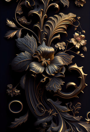Royal vintage Victorian Gothic background Rococo venzel and whorl created with Generative AI technologyの素材