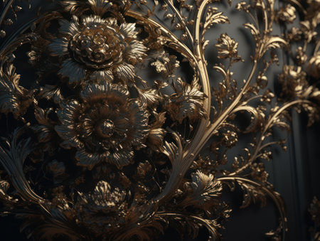 Royal vintage Victorian Gothic background Rococo venzel and whorl created with Generative AI technologyの素材