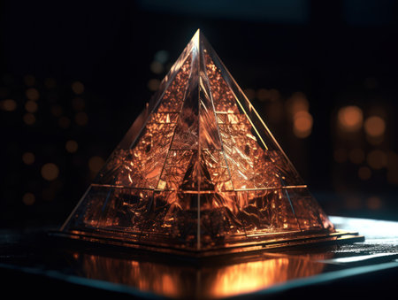 Futuristic abstract pyramid geometric background created with Generative AI technology.の素材