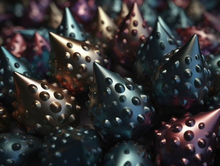 Futuristic abstract multicolored glass beads geometric background created with Generative AI technologyの素材