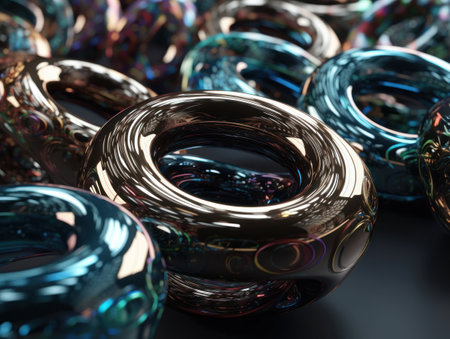 Futuristic abstract torus geometric background created with Generative AI technologyの素材