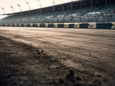 Race track Empty asphalt road concept Driving on an empty road Racing sports concept Created with Generative AI technology.の素材