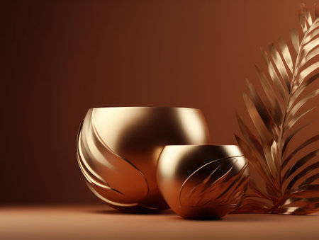 Golden podium for product placement. abstract background. Created with Generative AI technologyの素材