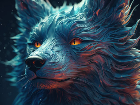 Minimalistic Wolf made of colorful origami paper Created with Generative AI technologyの素材