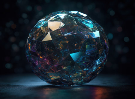 Natural gemstone on black background with reflections. Created with Generative AI technology.の素材