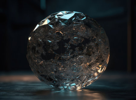 Natural gemstone on black background with reflections. Created with Generative AI technology.の素材