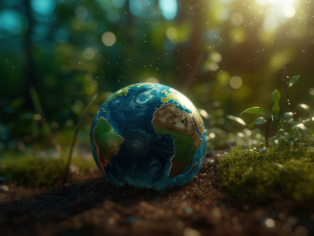 Green planet earth day nature protection concept Created with Generative AI technology.の素材