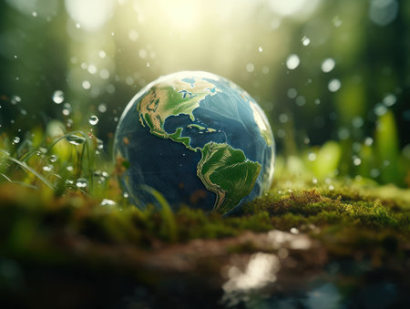 Green planet earth day nature protection concept Created with Generative AI technology.の素材