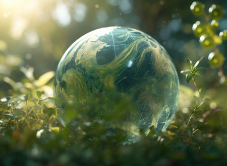 Green planet earth day nature protection concept Created with Generative AI technology.の素材