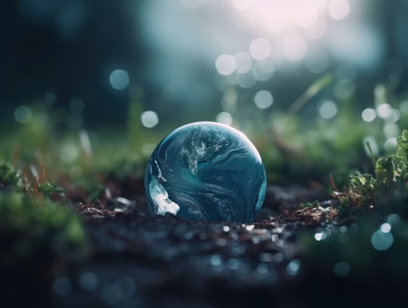Green planet earth day nature protection concept Created with Generative AI technology.の素材