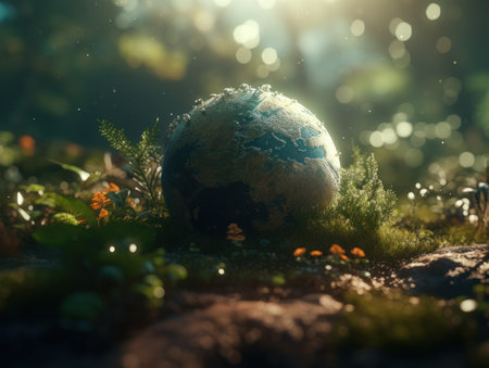 Green planet earth day nature protection concept Created with Generative AI technology.の素材