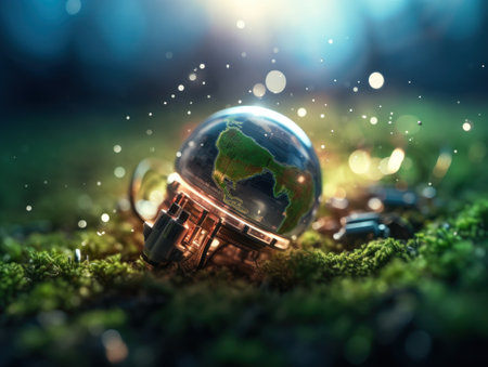Green planet earth day nature protection concept Created with Generative AI technology.の素材