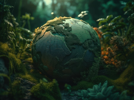 Green planet earth day nature protection concept Created with Generative AI technology.の素材