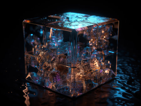 Futuristic glass cube background Generative AI technologyの素材