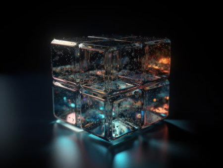 Futuristic glass cube background Generative AI technologyの素材