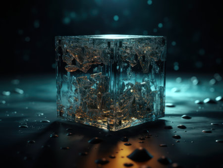 Futuristic glass cube background Generative AI technologyの素材