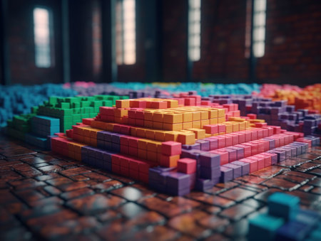 Futuristic plastic cubes background Abstract geometric mosaic grid Square tiles pattern Generative AI technologyの素材