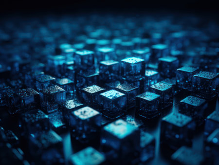 Futuristic cement cubes background Abstract geometric mosaic grid Square tiles pattern Generative AI technologyの素材