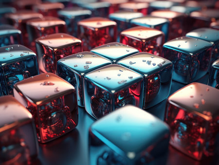 Futuristic glass cubes background Abstract geometric mosaic grid Square tiles pattern Generative AI technologyの素材